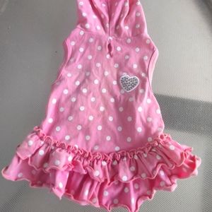 Smoochie pooch pink with white dots dog dress